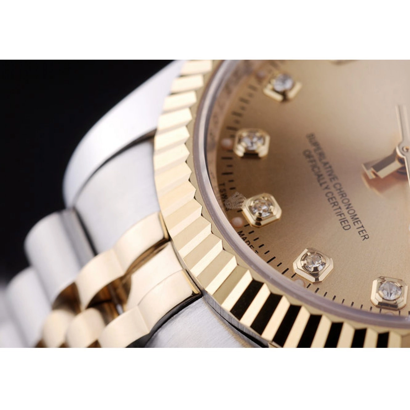Aaa fake watches Bezel Dial Rolex Ribbed 7452 Datejust Diamonds Gold 0725